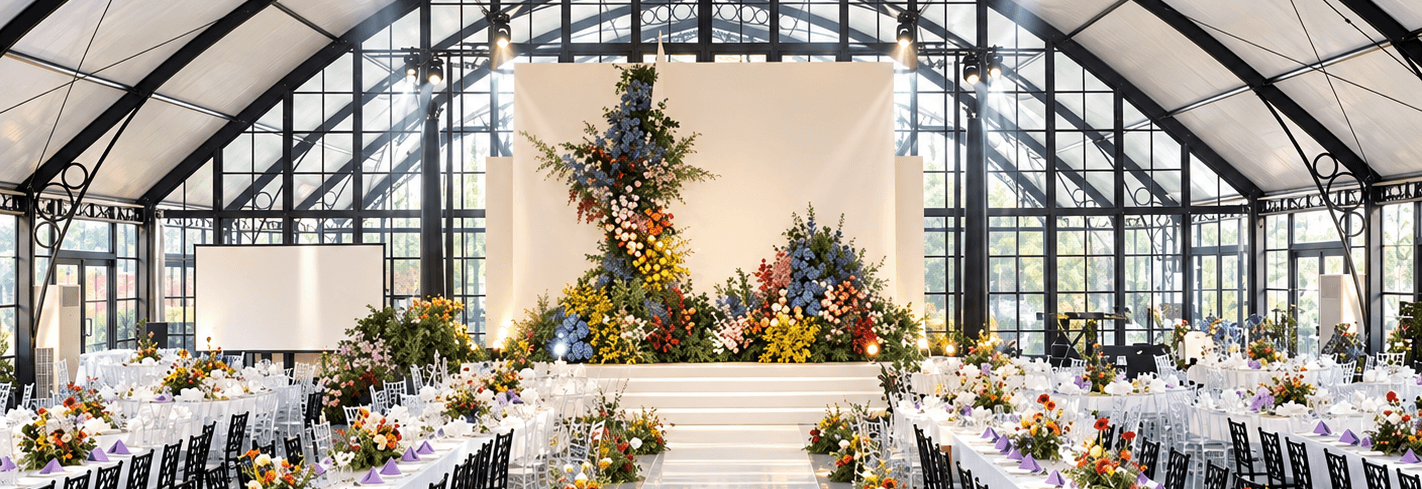 Garden wedding marquee—a romantic ceremonial space nestled within the gardens.